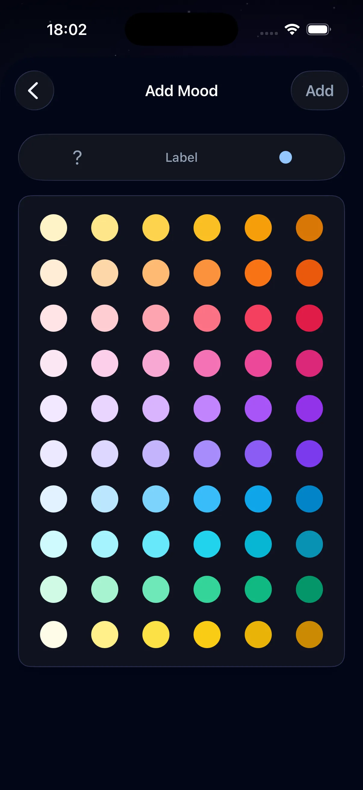 Nightbook mood colour picker